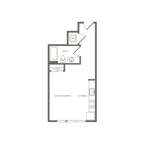 473 square foot studio one bath floor plan image