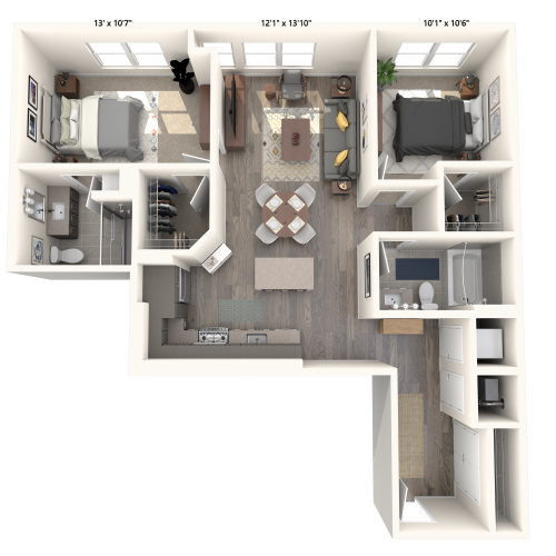 B02 2 bedroom floor plan 1010 square feet