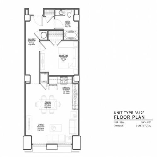 1 Bedroom Floor Plan | Luxury Apartments In Kansas City Missouri | The Power  Light Building