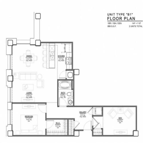 1 Bedroom Floor Plan | Luxury Apartments In Kansas City Missouri | The Power  Light Building