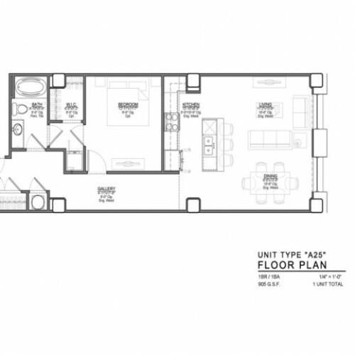 1 Bedroom Floor Plan | Luxury Apartments In Kansas City Missouri | The Power  Light Building