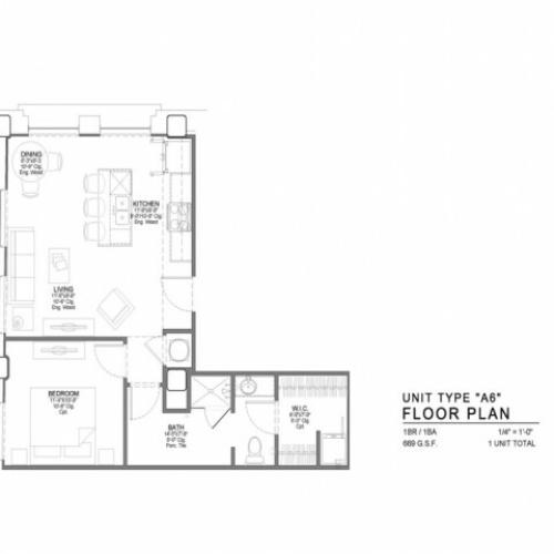 1 Bedroom Floor Plan | Luxury Apartments In Kansas City Missouri | The Power  Light Building