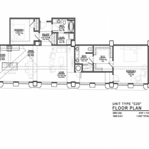 2 Bedroom Floor Plan | Apartments In Kansas City Mo | The Power  Light Building