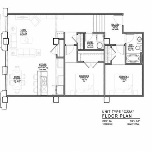 1 Bedroom Floor Plan | Luxury Apartments In Kansas City Missouri | The Power  Light Building
