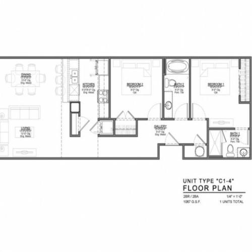 1 Bedroom Floor Plan | Luxury Apartments In Kansas City Missouri | The Power  Light Building