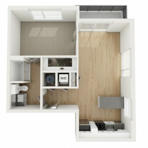 A6 One Bedroom Floor Plan | 2501 Beacon Hill | Kansas City, MO Apartments