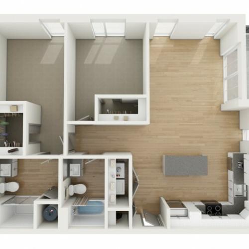 B7 Two Bedroom Floor Plan | 2501 Beacon Hill | Kansas City, MO Apartments