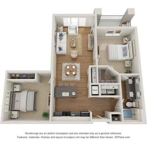 One Bedroom Flex w/Den - B5
