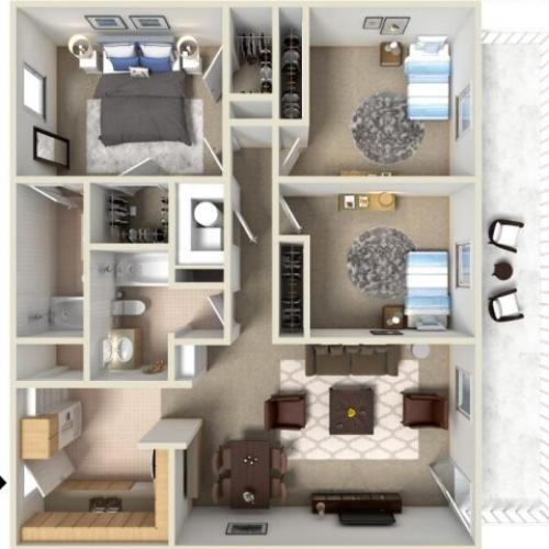 2 Bed / 1 Bath Apartment in Indianapolis IN Fountain Lake Villas