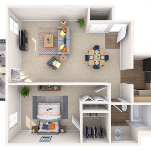 1 bedroom, 1 bathroom apartment home