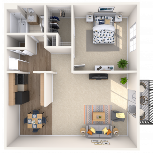 1 bedroom, 1 bathroom apartment home