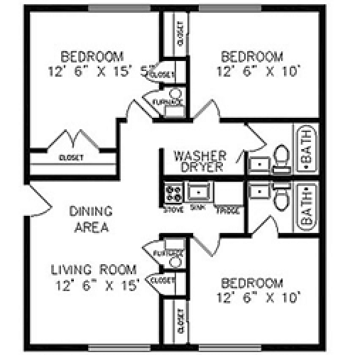 East 4 Bdrm 4 Bed Apartment Highland Hills Apartments