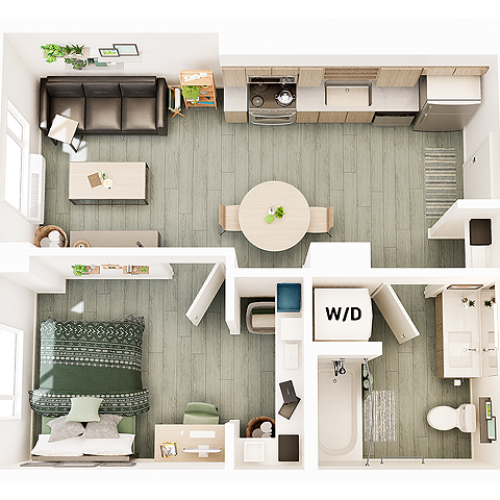 1 Bedroom 1 Bathroom A1 492 sq ft