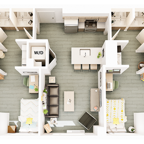 2 Bedroom 2 Bathroom B3 Double Occupancy 992 sq ft