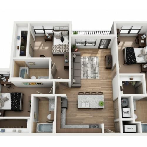 C3 | 3 bed 3 bath | from 1161 square feet