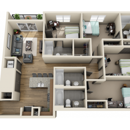4X4D6 | 4 bed 4 bath | from 812 square feet