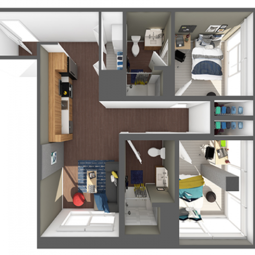 2x2 | 2 bed 2 bath | from 777 square feet