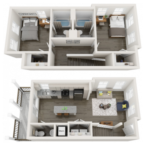 TH-B5.1 | 2 bed 3 bath | from 1014 square feet