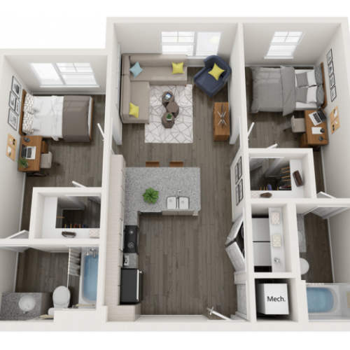 B2 | 2 bed 2 bath | from 809 square feet