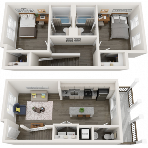 TH-B5 | 2 bed 3 bath | from 990 square feet