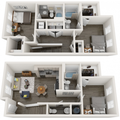 TH-C3 | 3 bed 4 bath | from 1270 square feet