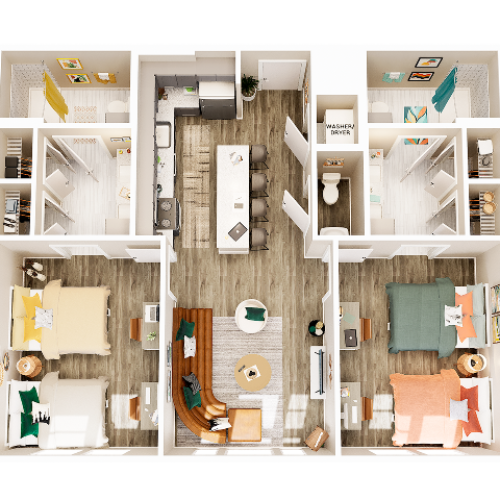 2 Bedroom 2.5 Bathroom B2 Double Occupancy