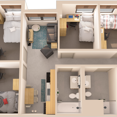 4x2 | 4 bed 2 bath | from 819 square feet