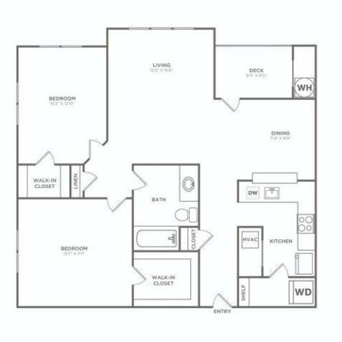 B1-GIG | 2 Bed 1 Bath | 942 sq ft