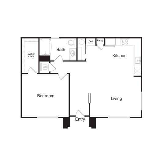 A3A | 1 bed 1 bath | 748 sq. ft.