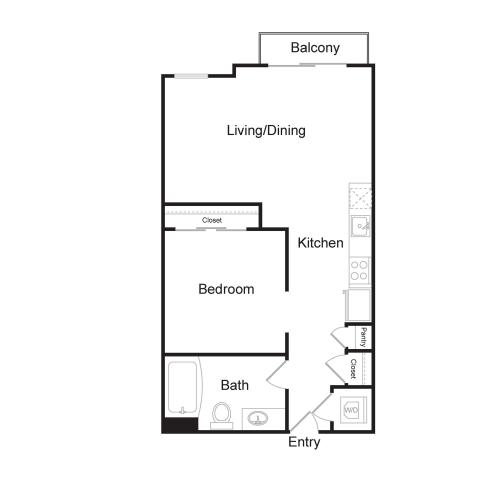 S1A | 1 bed 1 bath | 625 sq. ft.