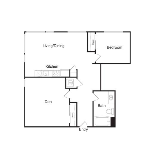 B1A | 2 bed 1 bath | 924 sq. ft.