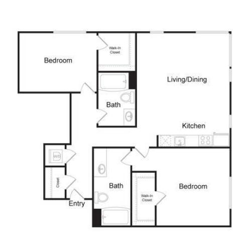 B9 | 2 bed 2 bath | 1,204 sq. ft.