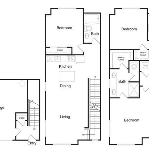 TH3A | 3 bed 3 bath | 1,665 sq. ft.