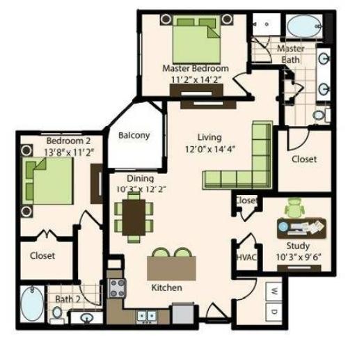 B3.1 | 2x2 | 1405 sq ft