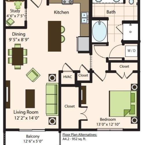 A4.2 | 1x1 | 951 sq ft
