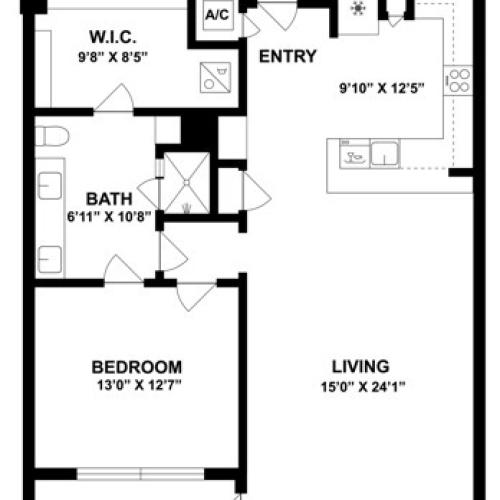 A1 | 1 Bed 1 Bath | from 965 square feet