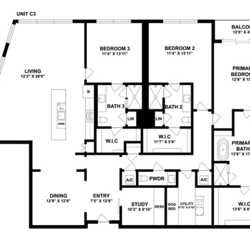 C3 | 3 Bed 3.5 Bath | from 2616 square feet