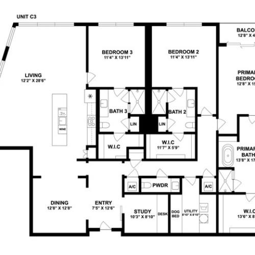 C3-HC | 3 Bed 3.5 Bath | from 2602 square feet