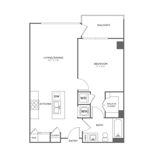 One Bedroom One Bath (693 SF)