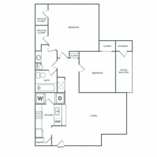 2 bed 1 bath | 988 SF