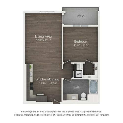 B1 |1 bed 2 bath | 748 sq. ft.