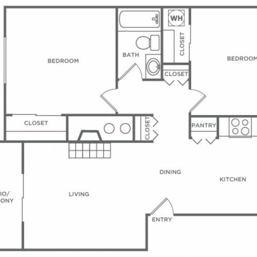 B1 | 2 bed 1 bath | 788 Sq. Ft.