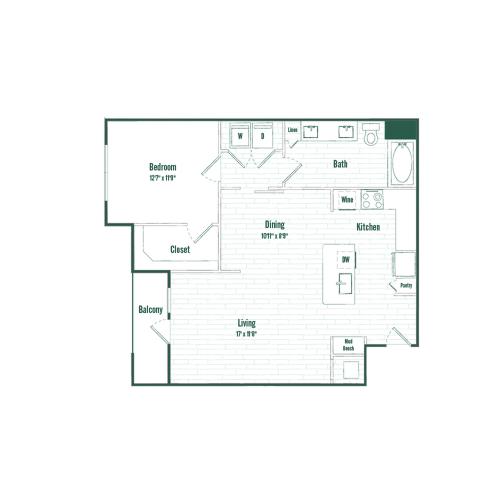 A6 | 1 bed 1 bath | 854 sq ft