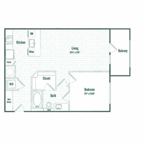 A2b | 1 bed 1 bath | 710 sq ft