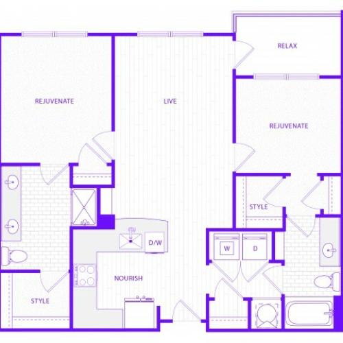 The Rush | 2 bed  2 bath | 1252 sq ft