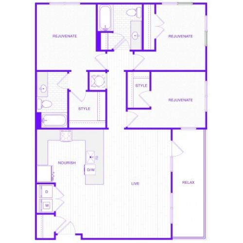 The Hartford | 3 bed  2 bath | 1543 sq ft