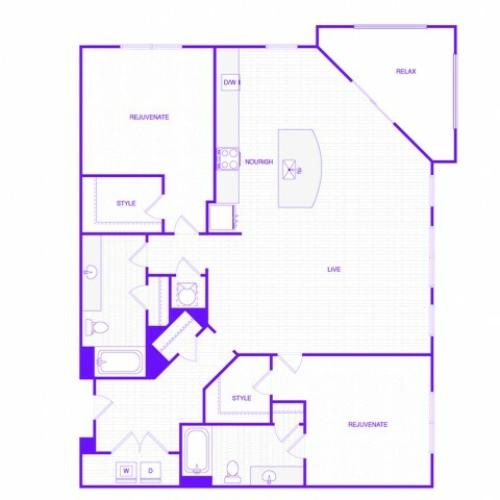 The Harris | 2 bed  2 bath | 1384 sq ft