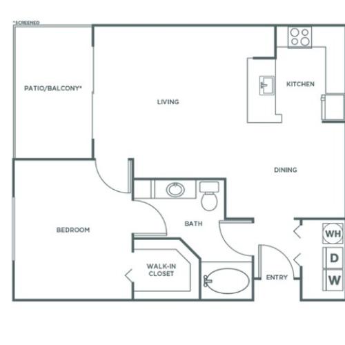 One Bedroom One Bath (816 SF)