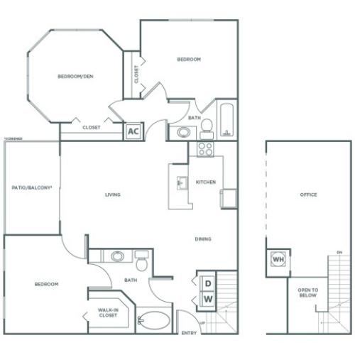 Three Bedroom Two Bath (1491 SF)