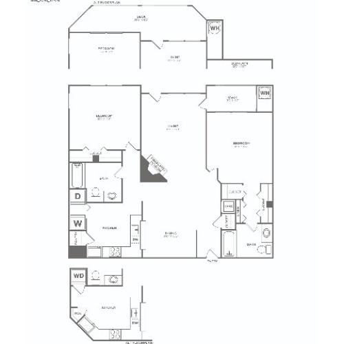 B1B | 2 Bed 2 bath | 1175 sq ft